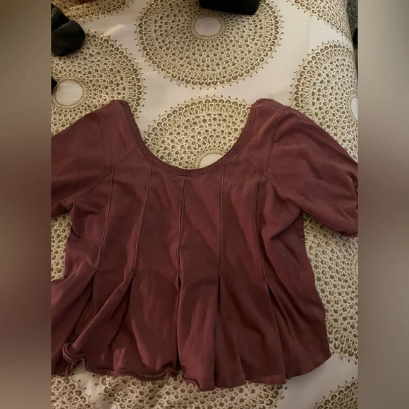 Free People Distressed Mauve Pink Scoop top - Picture 5 of 6